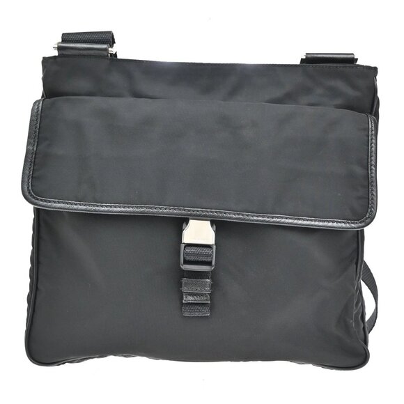 PRADA MILANO Logo Tessuto Shoulder Bag Nylon Leather Black Italy 87KA725 - Picture 3 of 16